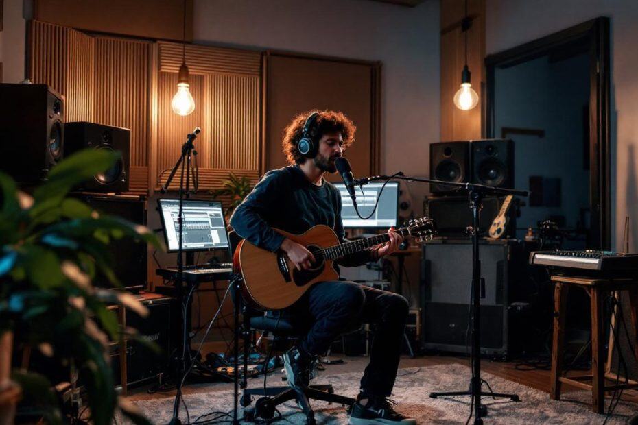 Person in a recording studio